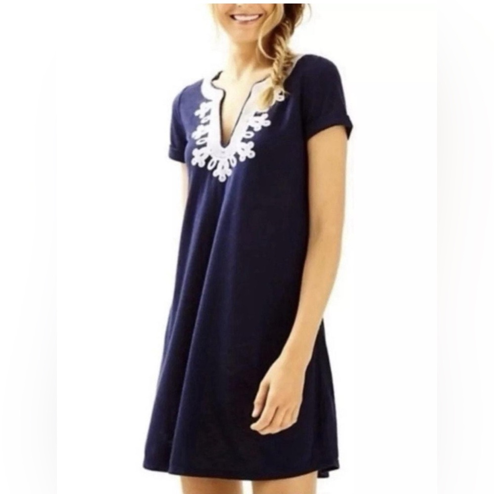 ⛵️Lilly Pulitzer Navy blue maisy swing Dress size S GUC